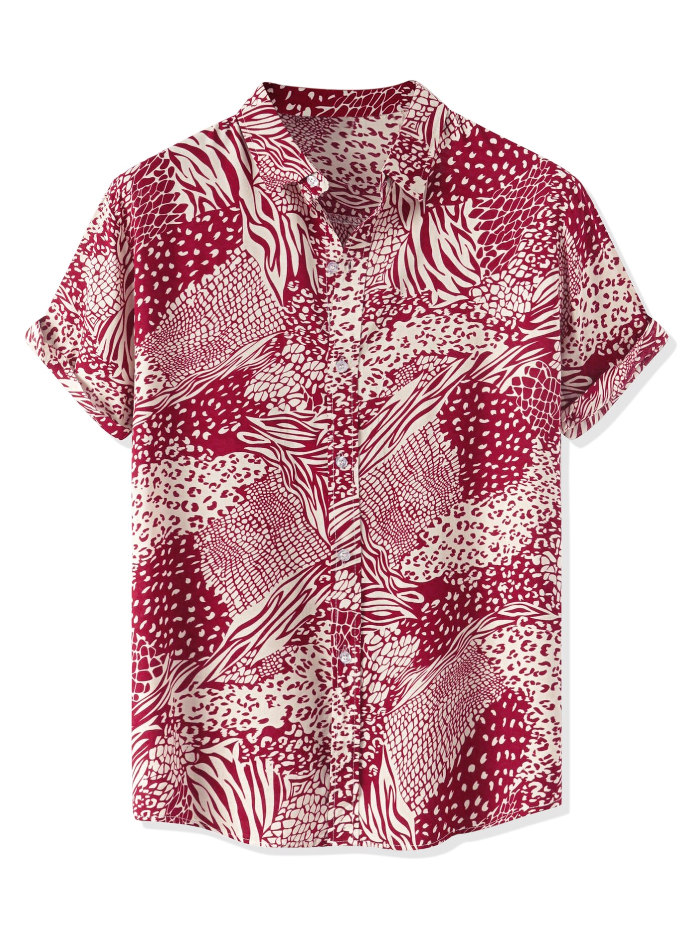 Bublédon Hawaiian Short Sleeve Button Irregular Printed Shirts