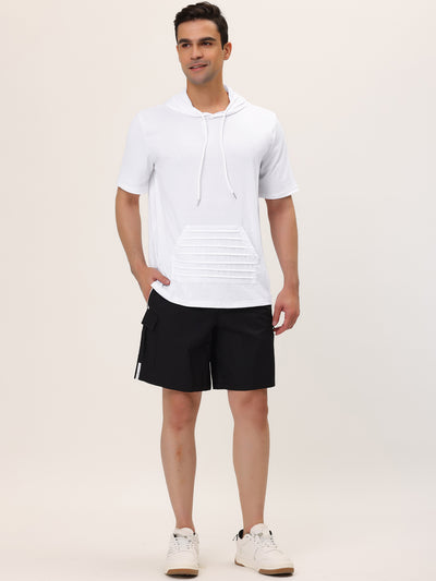 Bublédon Summer Short Sleeve Pocket Solid Sports Hoodies