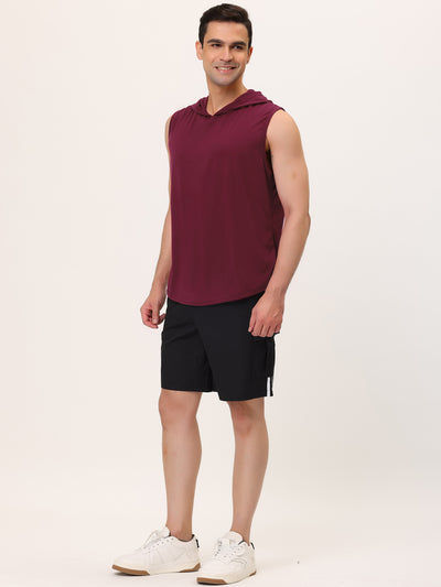 Workout Gym Tank Tops Drawstring Hooded Vest