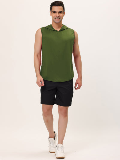 Workout Gym Tank Tops Drawstring Hooded Vest