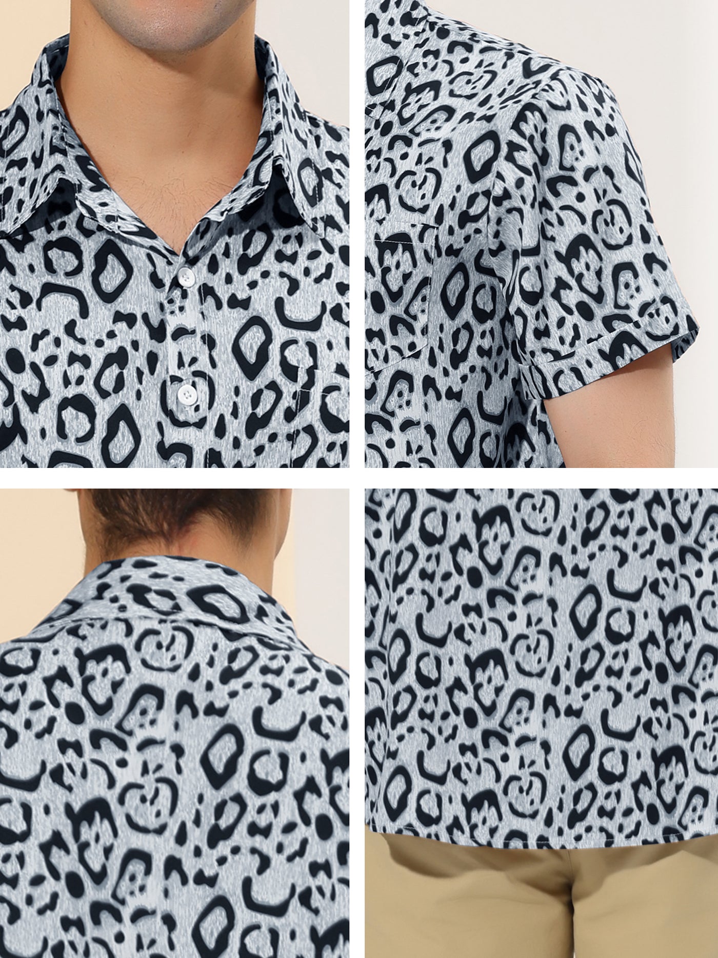 Bublédon Leopard Print Short Sleeve Summer Cheetah Shirts
