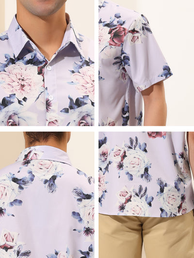 Hawaiian Floral Printed Button Lapel Beach Shirts