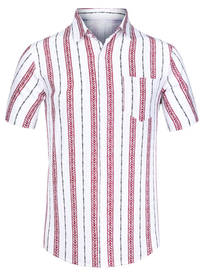 Hawaiian Summer Striped Short Sleeve Beach Shirt