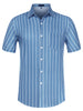 Summer Colorful Striped Short Sleeve Button Shirt