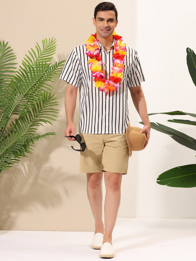 Summer Colorful Striped Short Sleeve Button Shirt