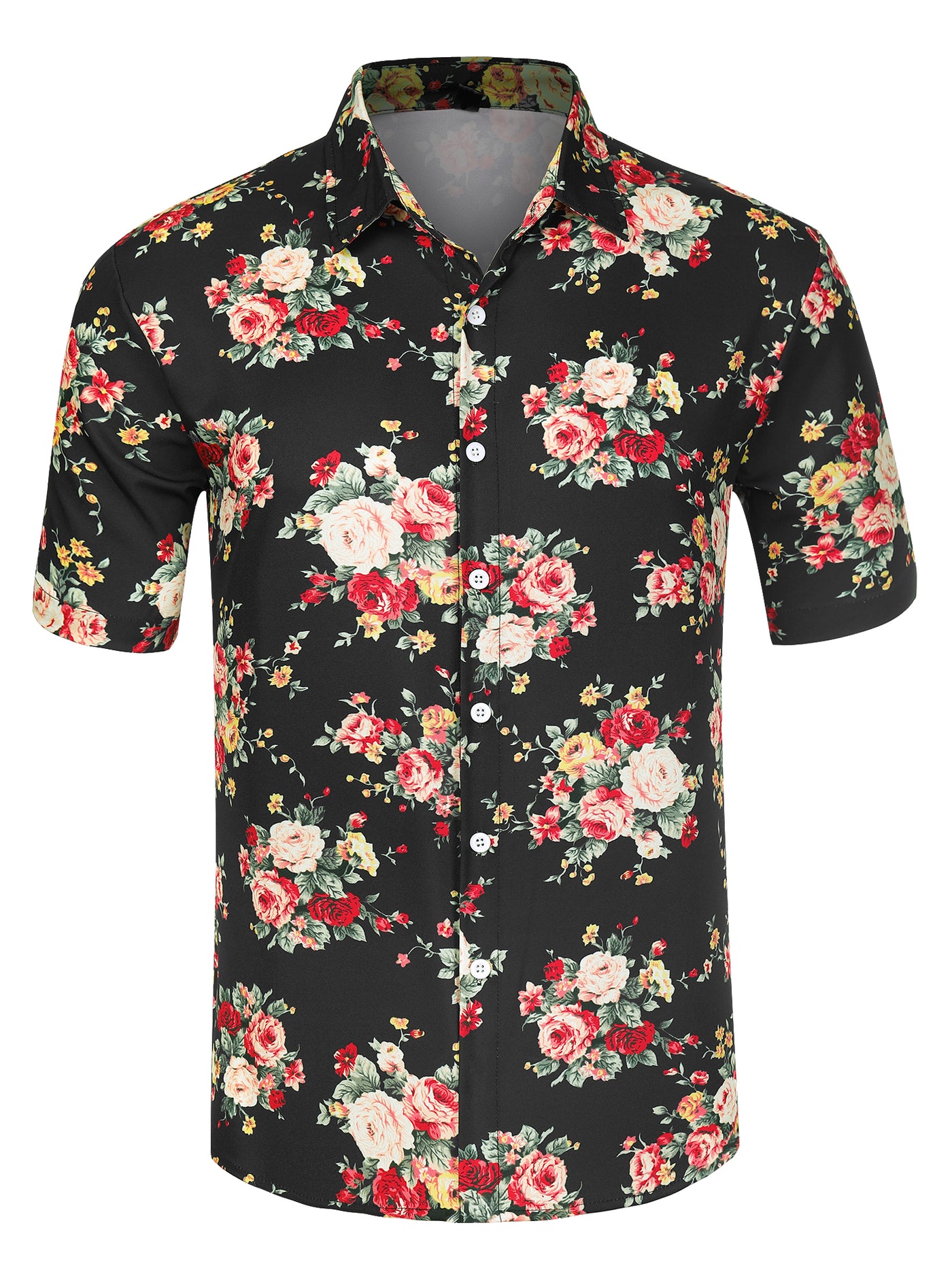 Bublédon Tropical Flower Printed Short Sleeve Hawaiian Shirts