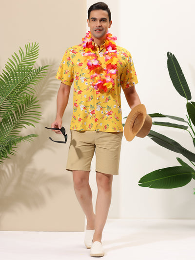 Tropical Flower Printed Short Sleeve Hawaiian Shirts