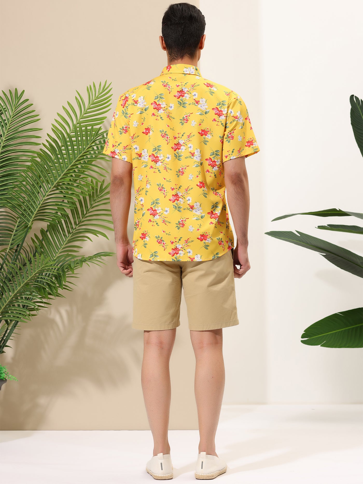 Bublédon Tropical Flower Printed Short Sleeve Hawaiian Shirts