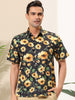 Sunflower Floral Printed Short Sleeve Button Down Shirt
