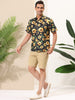 Sunflower Floral Printed Short Sleeve Button Down Shirt