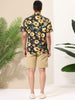 Sunflower Floral Printed Short Sleeve Button Down Shirt