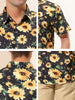 Sunflower Floral Printed Short Sleeve Button Down Shirt