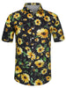 Sunflower Floral Printed Short Sleeve Button Down Shirt