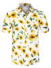 Sunflower Floral Printed Short Sleeve Button Down Shirt