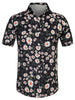 Sunflower Floral Printed Short Sleeve Button Down Shirt