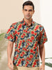 Sunflower Floral Printed Short Sleeve Button Down Shirt