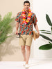 Sunflower Floral Printed Short Sleeve Button Down Shirt