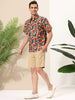 Sunflower Floral Printed Short Sleeve Button Down Shirt