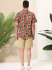 Sunflower Floral Printed Short Sleeve Button Down Shirt