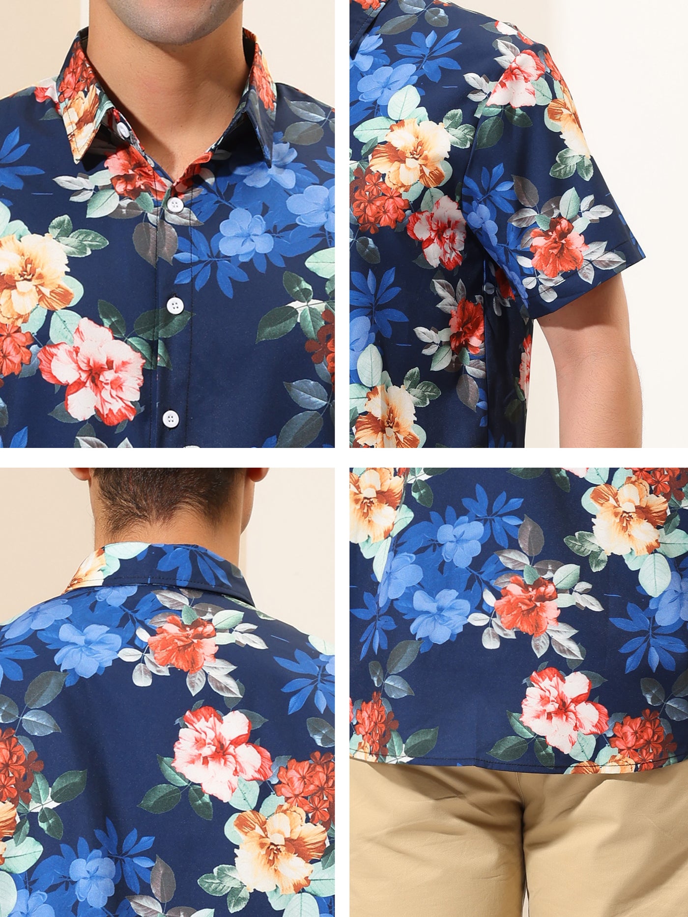 Bublédon Summer Floral Printed Short Sleeve Hawaiian Shirt
