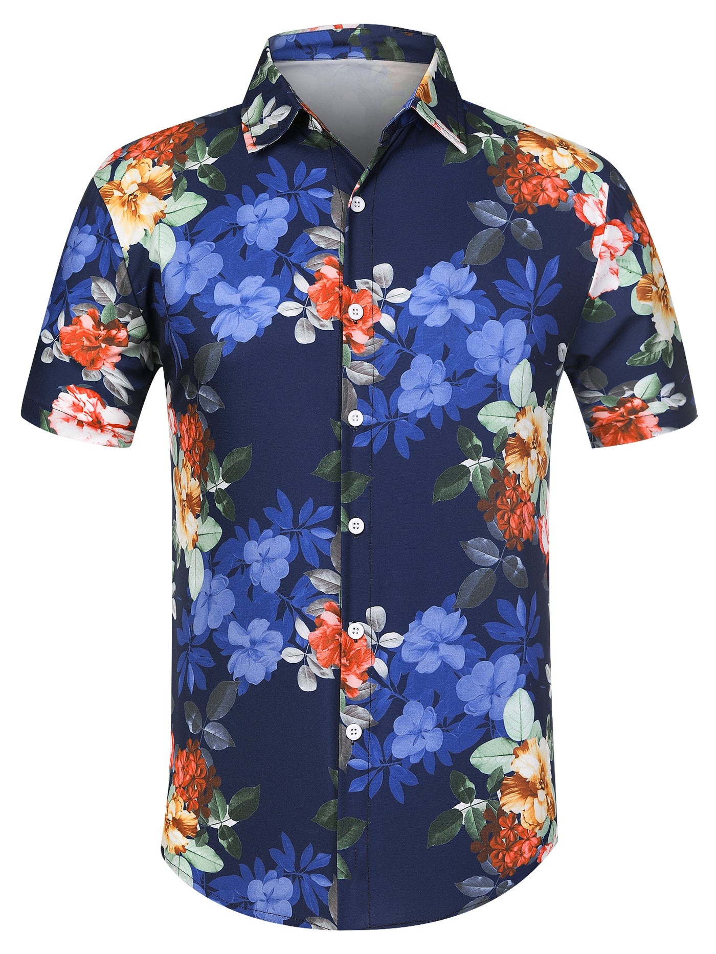 Bublédon Summer Floral Printed Short Sleeve Hawaiian Shirt
