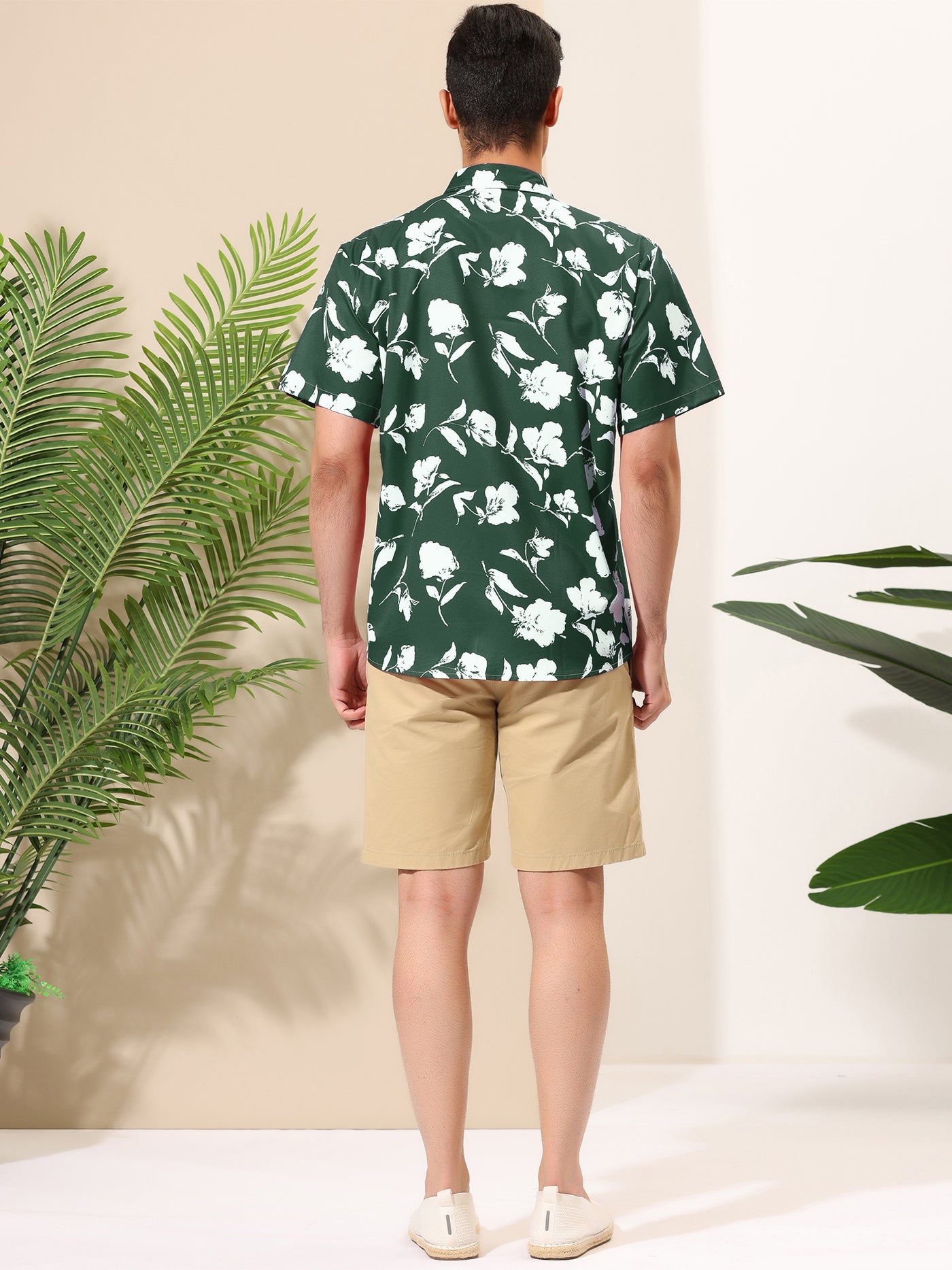 Bublédon Hawaiian Tropical Floral Printed Short Sleeve Shirt