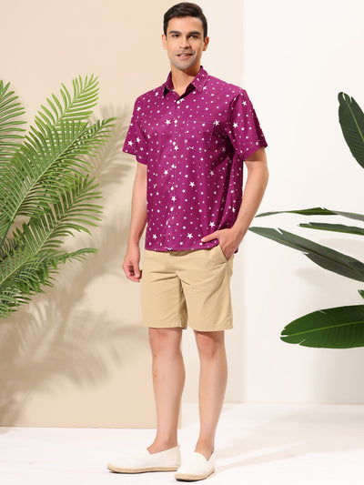 Casual Summer Star Printed Lapel Short Sleeve Shirt