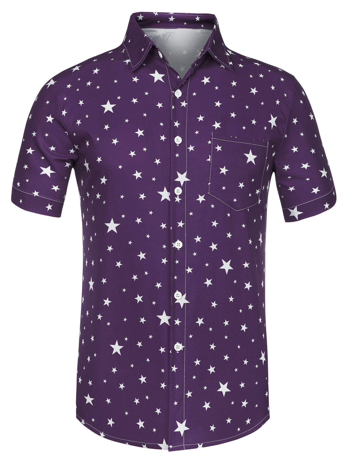 Bublédon Casual Summer Star Printed Lapel Short Sleeve Shirt
