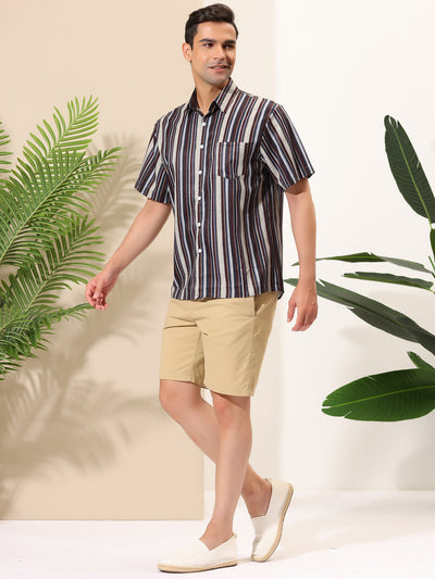 Casual Summer Beach Short Sleeve Striped Shirt