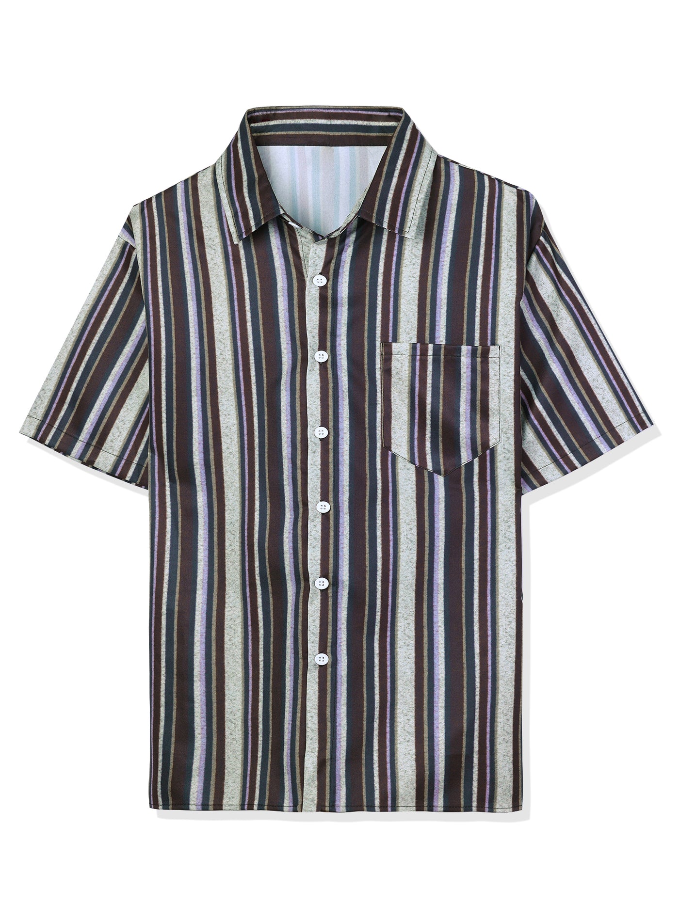 Bublédon Casual Summer Beach Short Sleeve Striped Shirt
