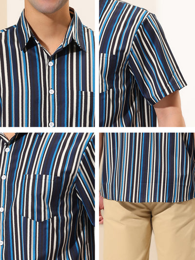 Summer Hawaiian Striped Printed Short Sleeve Shirts
