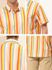 Vertical Stripe Print Lapel Short Sleeve Button Shirts