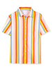 Vertical Stripe Print Lapel Short Sleeve Button Shirts