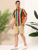 Vertical Stripe Print Lapel Short Sleeve Button Shirts