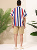 Vertical Stripe Print Lapel Short Sleeve Button Shirts