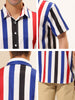 Vertical Stripe Print Lapel Short Sleeve Button Shirts