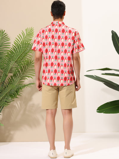 Chic Tropical Graphic Fruit Printed Short Sleeve Shirt