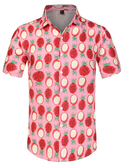 Chic Tropical Graphic Fruit Printed Short Sleeve Shirt