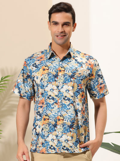 Hawaiian Short Sleeve Button Flower Printed Shirt