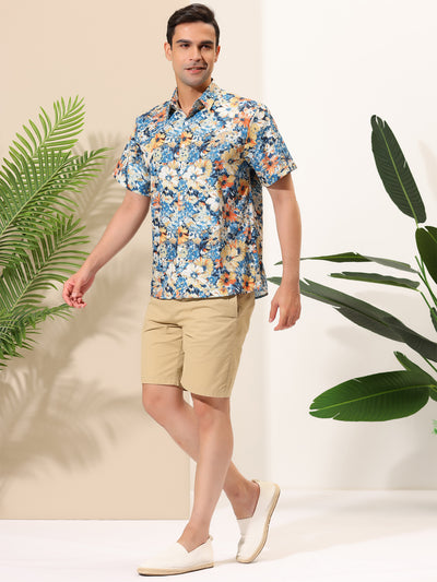 Hawaiian Short Sleeve Button Flower Printed Shirt