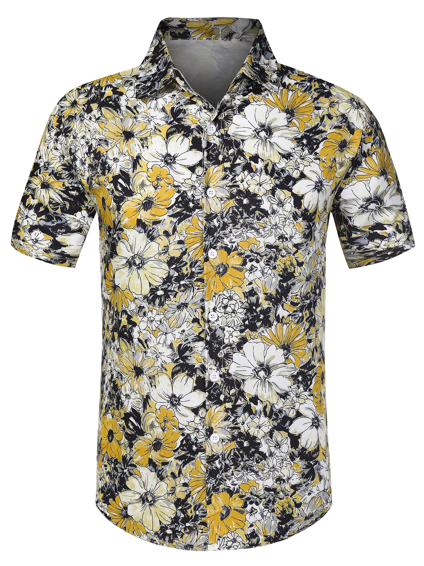 Bublédon Hawaiian Short Sleeve Button Flower Printed Shirt