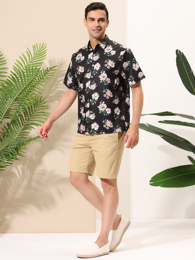 Chic Hawaiian Tropical Flower Print Short Sleeve Shirt