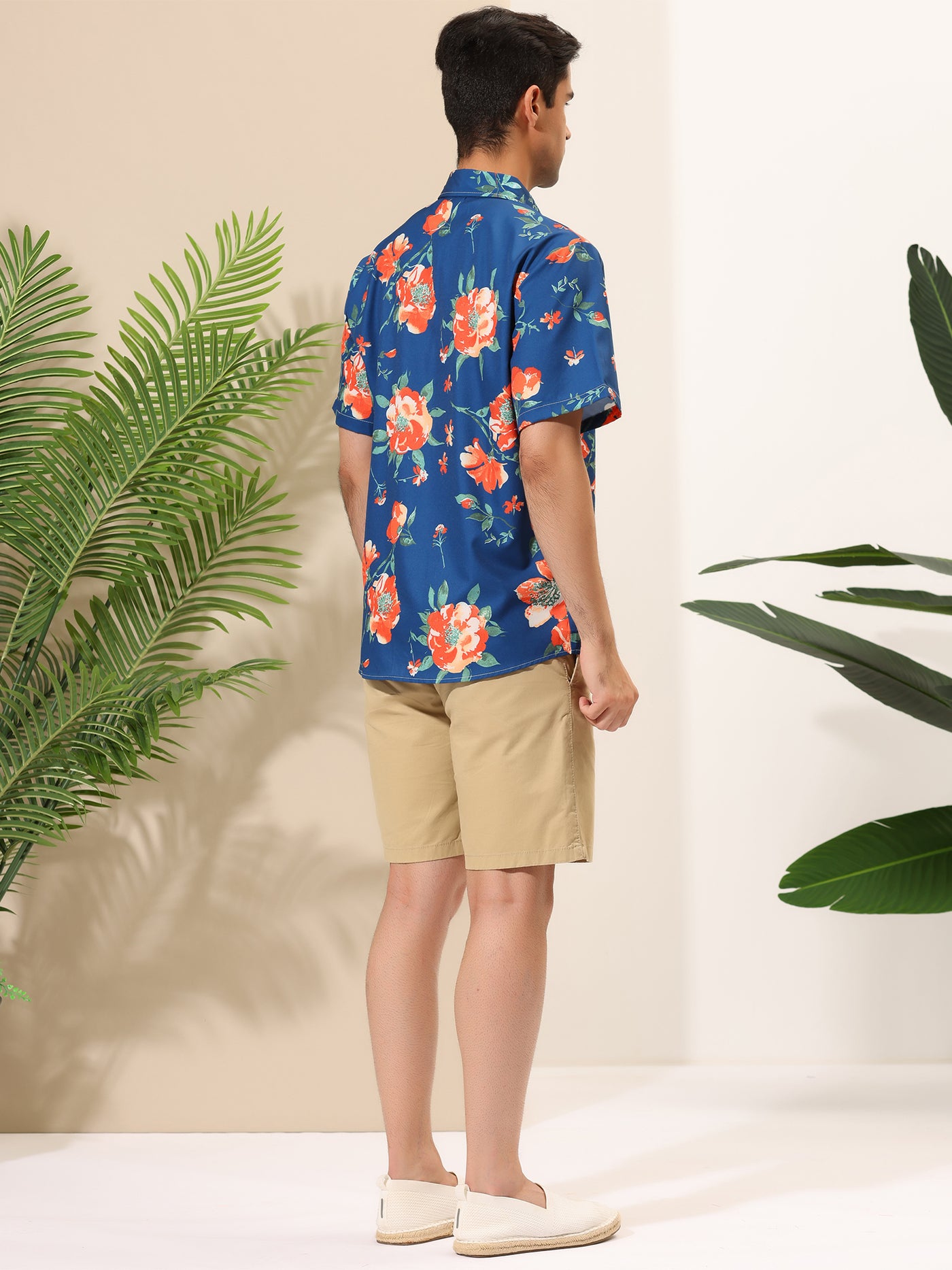 Bublédon Button Down Short Sleeve Floral Printed Beach Shirts