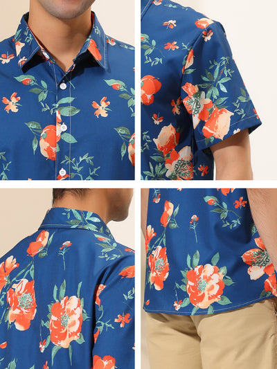 Button Down Short Sleeve Floral Printed Beach Shirts