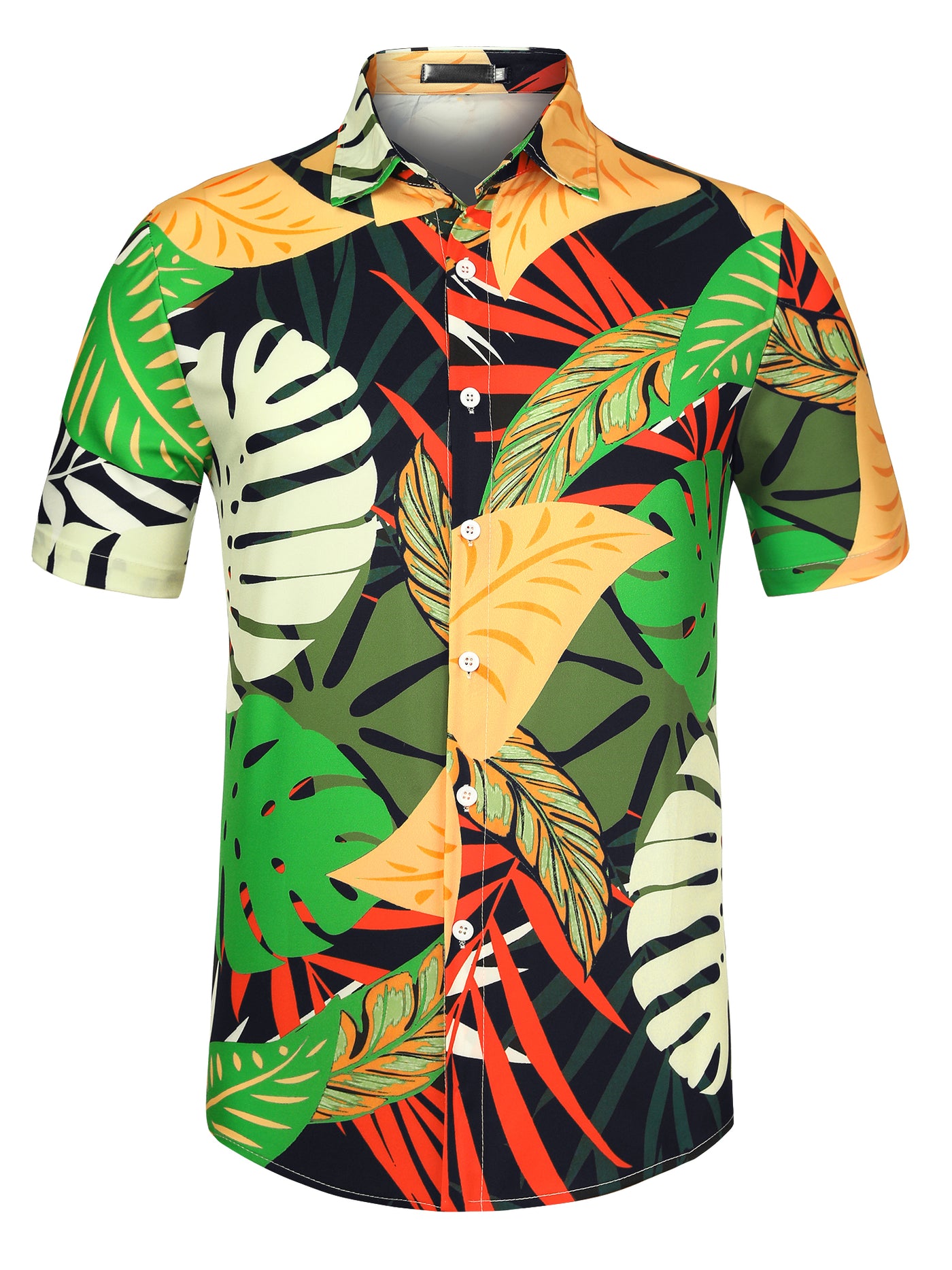 Bublédon Men's Floral Printed Shirt Button Up Short Sleeve Summer Beach Shirts