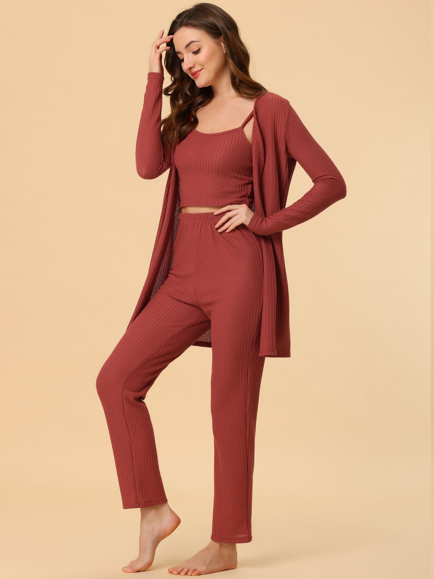 Bublédon Women's 3pcs Knit Lounge Sleepwear Pajama Sets