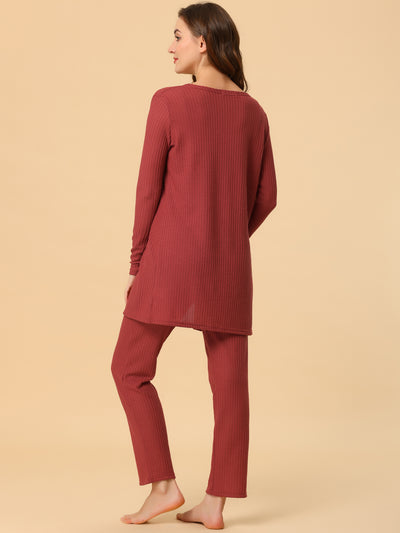 Women's 3pcs Knit Lounge Sleepwear Pajama Sets