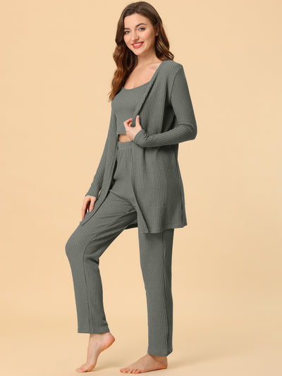 Women's 3pcs Knit Lounge Sleepwear Pajama Sets