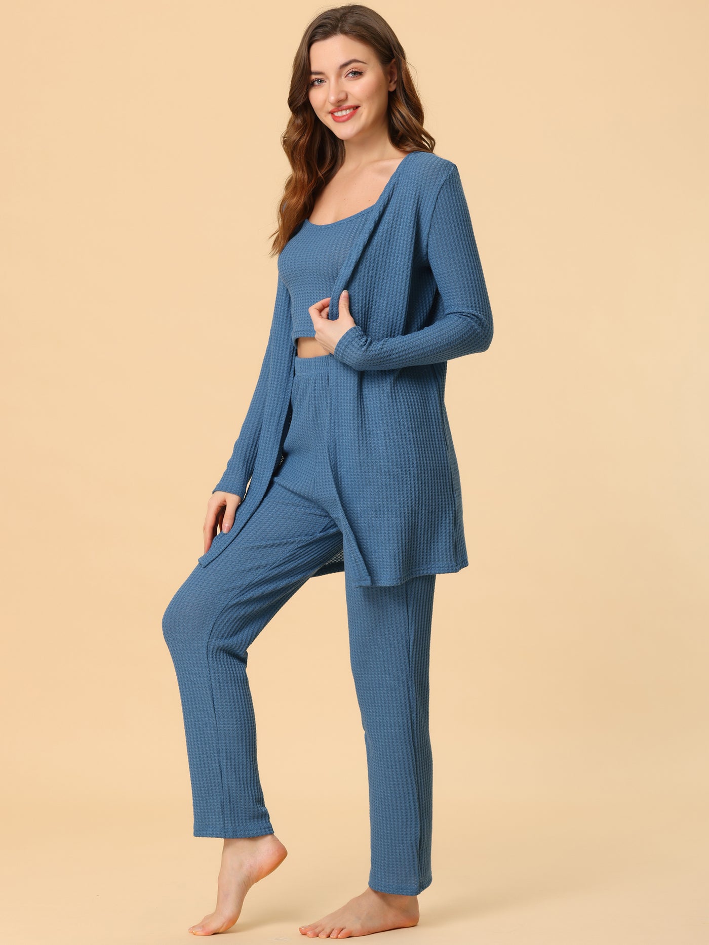 Bublédon Women's 3pcs Knit Lounge Sleepwear Pajama Sets