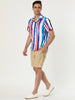 Summer Button Short Sleeve Colorful Striped Shirt